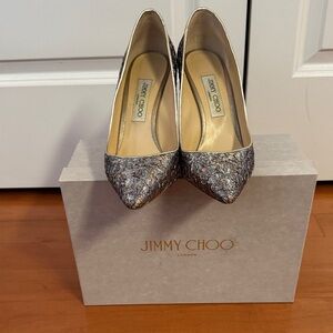 Jimmy Choo Metallic Silver Heels